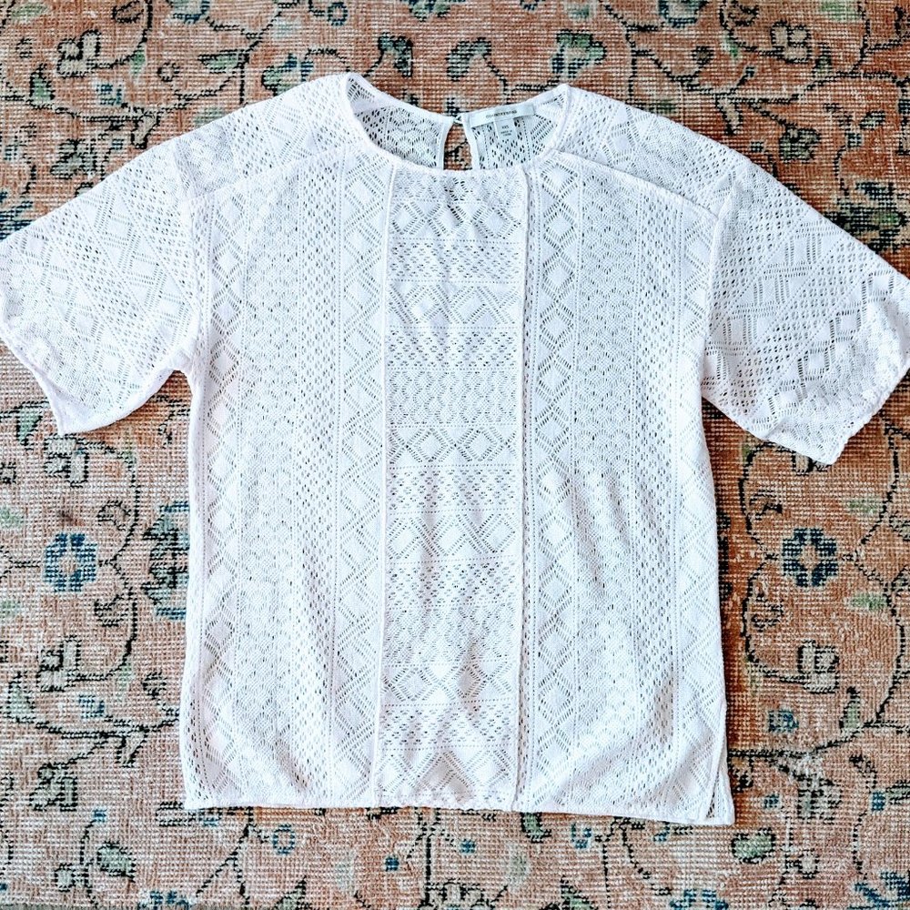 COUNTRY‎ ROAD Cut-Out Sheer Short Sleeve Blouse XXS